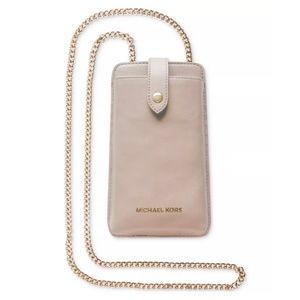 Michael Kors Blush Crossbody Phone Case Gold Chain Dust Bag New